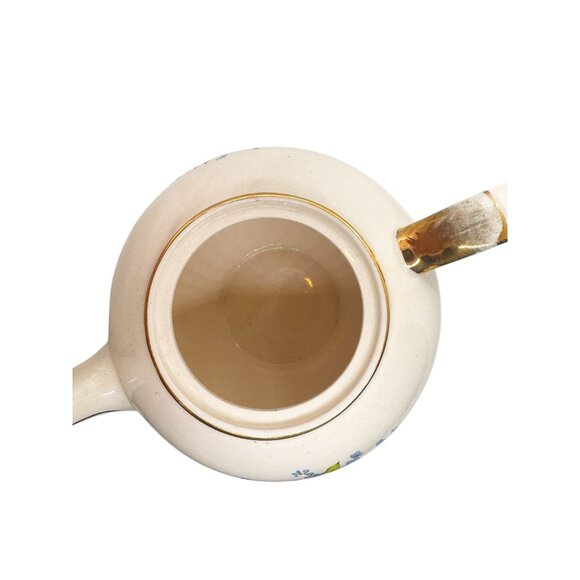 Vintage Heatmaster Ceramic Teapot 6-Cup Blue Floral Gold Accents Made In England - Picture 6 of 9